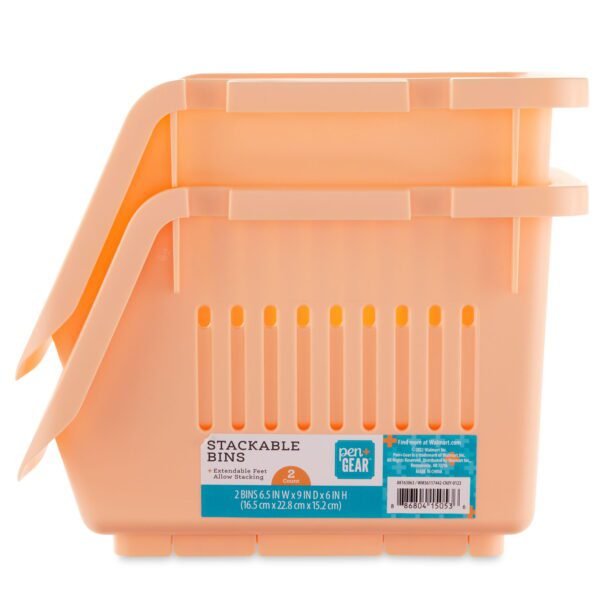 Pen + Gear Stackable Polypropylene, Plastic Storage Bins, Emerald, 2 Count, All Ages - Image 8