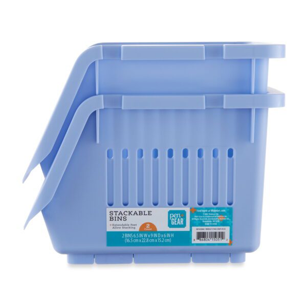Pen + Gear Stackable Polypropylene, Plastic Storage Bins, Emerald, 2 Count, All Ages - Image 9