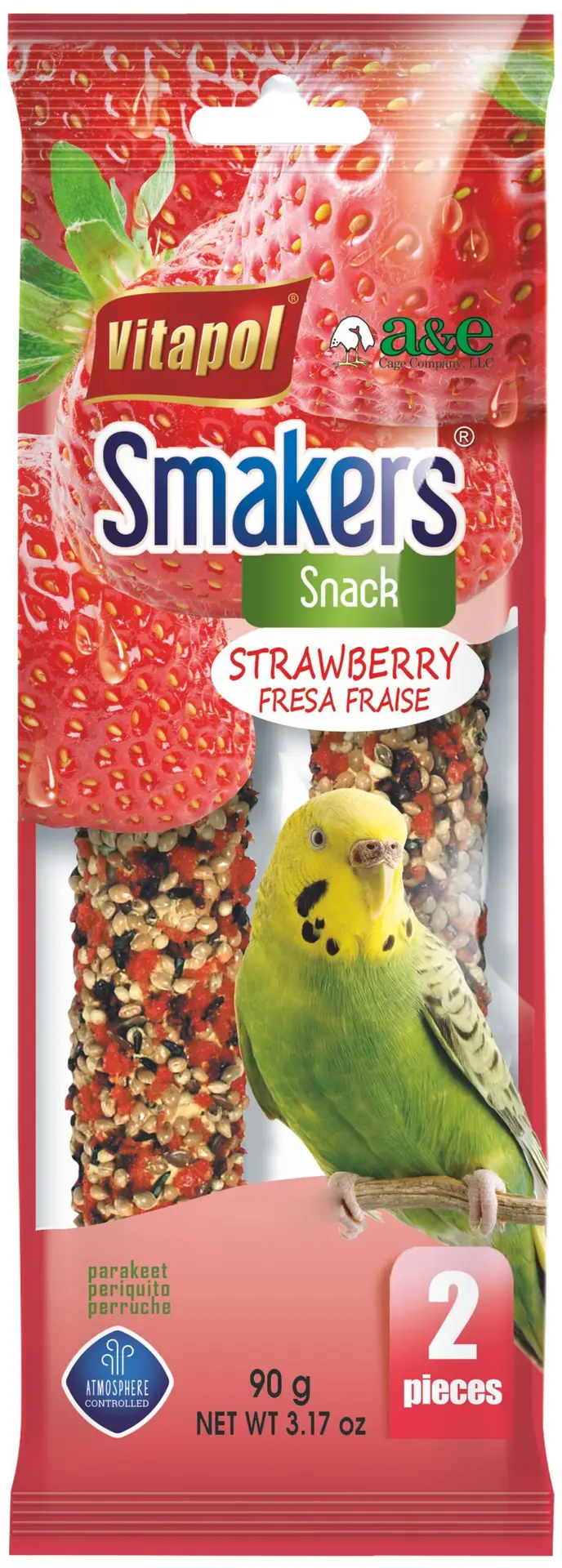Smakers Bird Treat Sticks Strawberry 2Count Parakeet