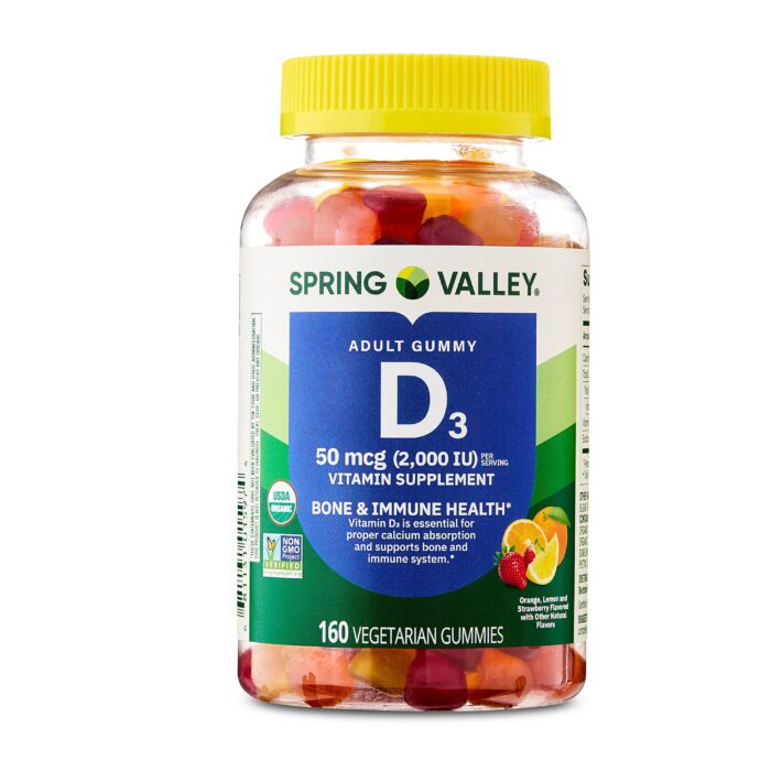 Adult Vitamin D3 Gummies for Bone and Immune Health, 50Mcg, Assorted Fruit, 160 Count