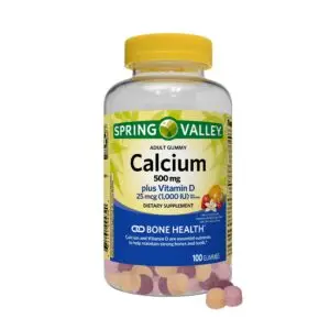 Calcium 500 Mg plus Vitamin D 25 Mcg Bone Health Dietary Supplement Gummies, 100 Count