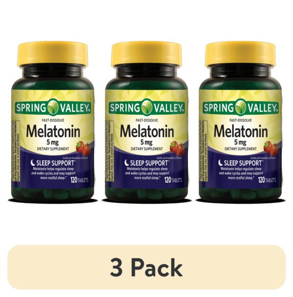 Melatonin Sleep Dietary Supplement Fast-Dissolve Tablets, Strawberry, 5 Mg, 120 Count - Image 9