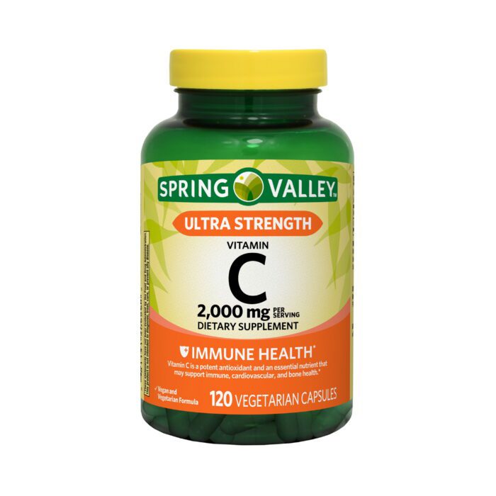 Ultra Strength Vitamin C Capsules Dietary Supplement, 2,000 Mg, 120 Count
