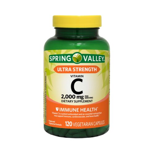 Ultra Strength Vitamin C Capsules Dietary Supplement, 2,000 Mg, 120 Count