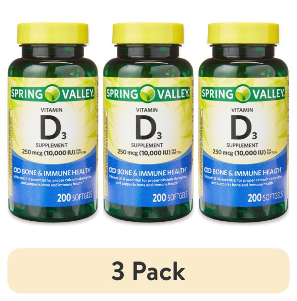 Vitamin D3 Supplement Softgels, 250Mcg per Softgel 10,000 IU, 200 Count - Image 3