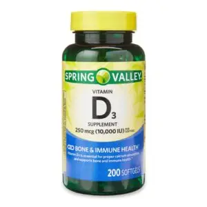 Vitamin D3 Supplement Softgels, 250Mcg per Softgel 10,000 IU, 200 Count