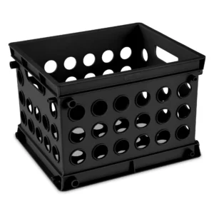 Plastic Storage Cube / Mini Crate, 9” L X 7 3/4” W X 6 1/8” H, Black, Back to College