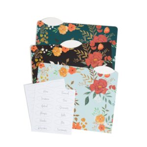 Decorative File Folders, 9 Count, Midnight Blossom, 1/3-Cut Tabs, Letter Size