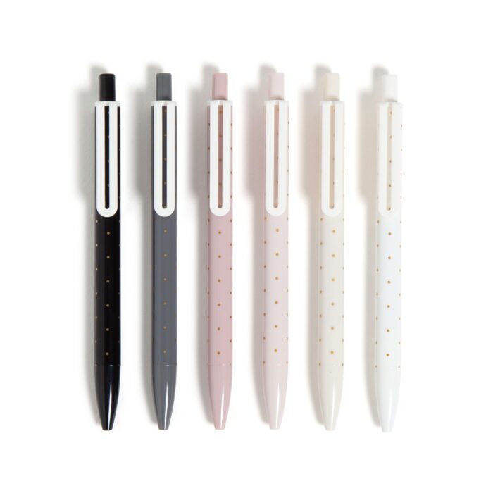 Laguna Ballpoint Pens, 6 Count, Foil Dots , Bold (1.0Mm) Point, Black Ink