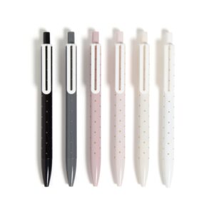 Laguna Ballpoint Pens, 6 Count, Foil Dots , Bold (1.0Mm) Point, Black Ink