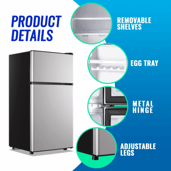 2.4 Cu.Ft Mini Fridge with Freezer, Apartment Size Refrigerator, Silver, New - Image 7