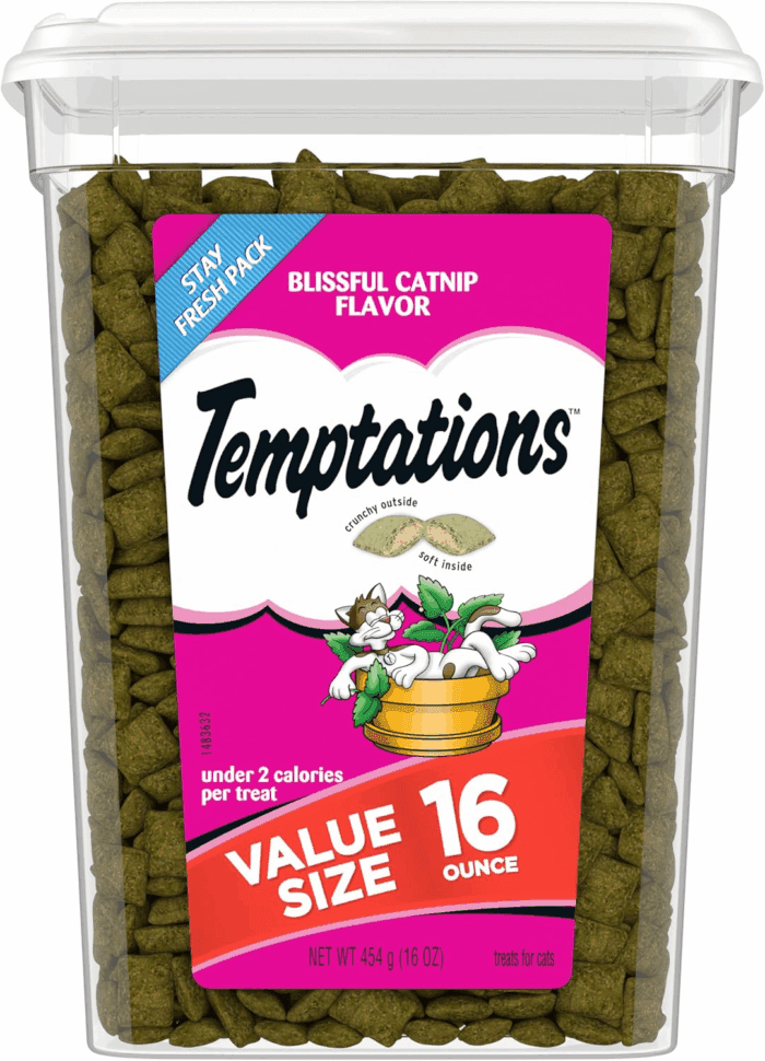 Classic Crunchy and Soft Cat Treats Blissful Catnip Flavor, 16 Oz. Tub