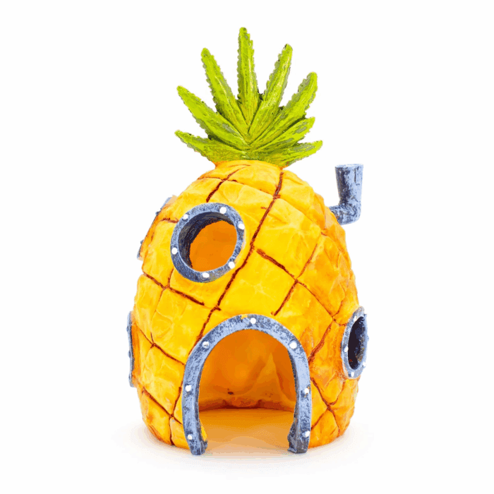 Spongebob Pineapple Home Aquarium Decor, Yellow & Orange Resin - 3" X 3.25" X 5.25"