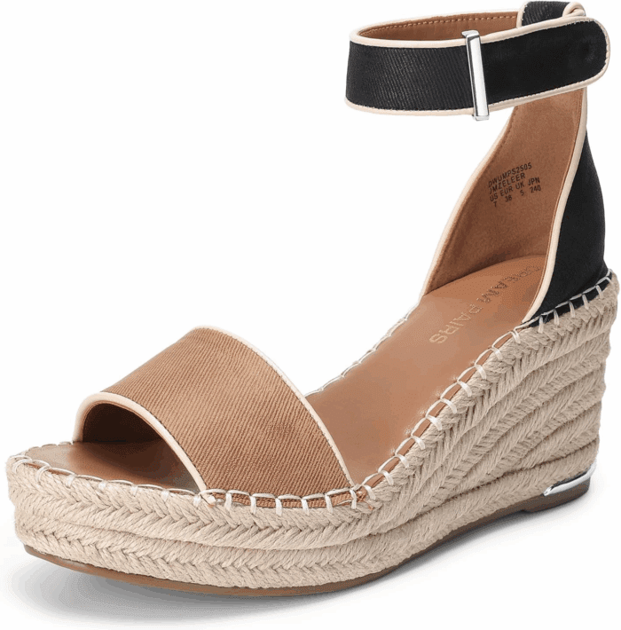 Women'S Wedge Sandals Open Toe Espadrilles Sandals Comfortable Dressy Ankle Strap Platform Sandals Suitable for Work Beach Summer Shoes