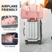Travel Duffel Bag for Women, Foldable Weekender Overnight Bag with Shoe Compartment, Waterproof Shoulder Sports Tote Gym Bag with Toiletry Bag for Travel, Hospital Holdalls, Pink - Image 6