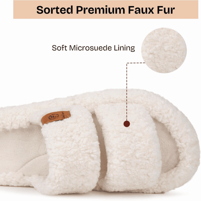 Womens Fuzzy Open-Toe Slippers Soft Comfy Memory Foam Indoor House Shoes - Image 4