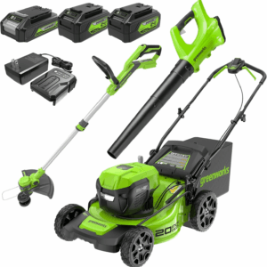 48V (2X24V) 20" Cordless Battery Lawn Mower, 12" String Trimmer & Edger, and 330 CFM Blower Combo Kit W/ (2) 4.0Ah Batteries, (1) 2.0Ah Battery & Chargers