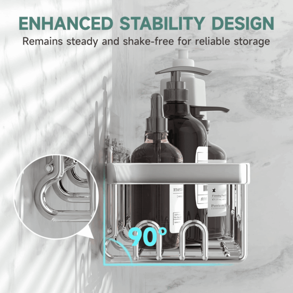 Stainless Steel Shower Caddy 6-Pack, Ideal for Gift, Large Wall Mounted Shower Rack, Bathroom Shelves over Toilet, Organizer Storage Accessories with Soap Dish & Toothbrush Holder, Silver - Image 4