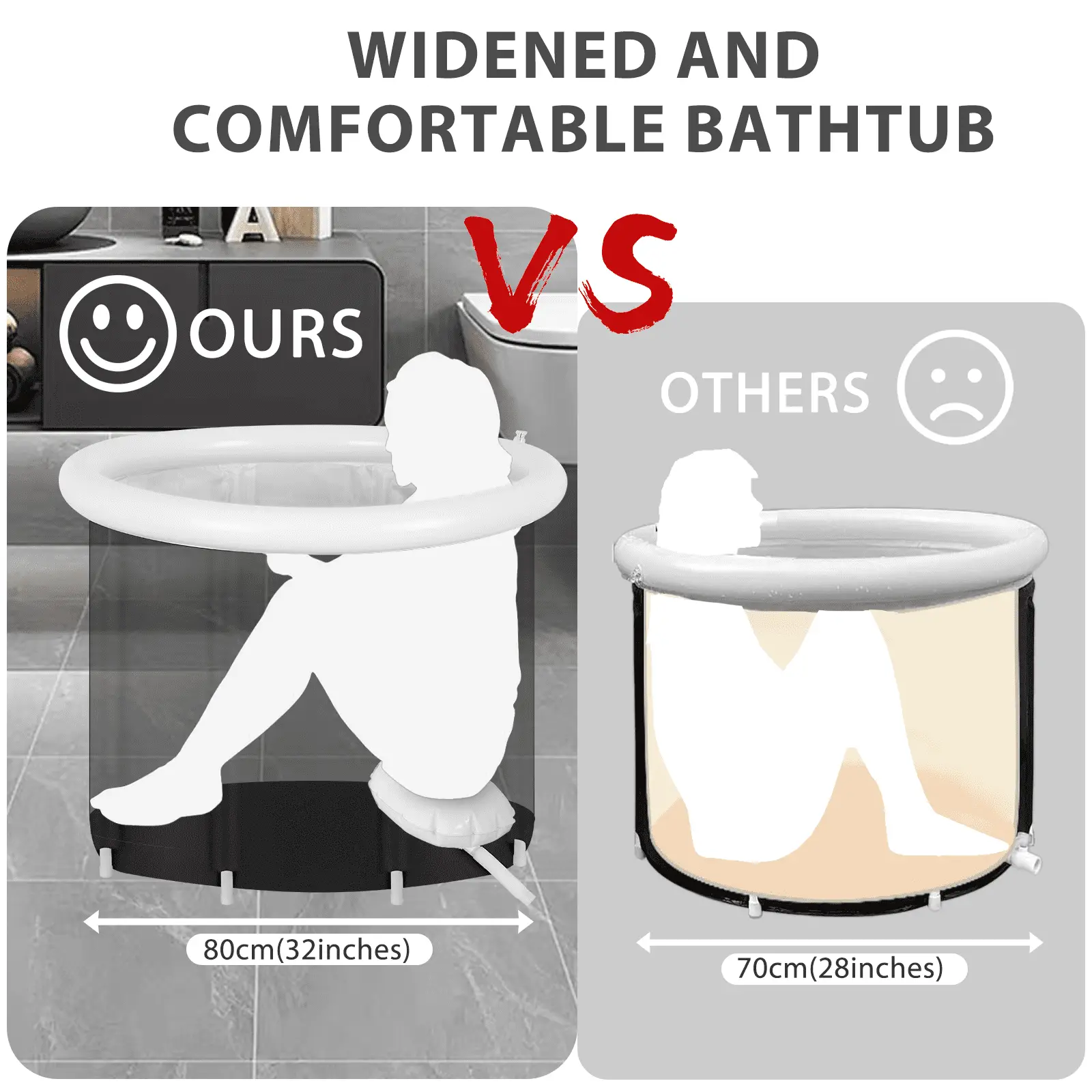 , Black PVC 32" Diameter, Inflatable Bathtub - Image 4