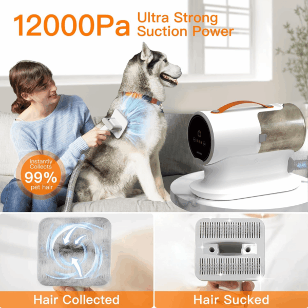 Dog Grooming Vacuum, Dog Grooming Kit,12000Pa Strong Pet Grooming Vacuum for Dogs, 2L Large Capacity Dog Vacuum for Shedding Grooming Hair, Dog Hair Vacuum, 5 Pet Grooming Tools, Quiet,Pg100 - Image 2