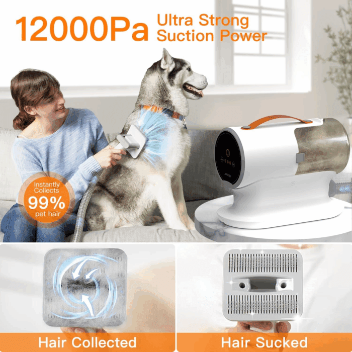 Dog Grooming Vacuum, Dog Grooming Kit,12000Pa Strong Pet Grooming Vacuum for Dogs, 2L Large Capacity Dog Vacuum for Shedding Grooming Hair, Dog Hair Vacuum, 5 Pet Grooming Tools, Quiet,Pg100 - Image 2