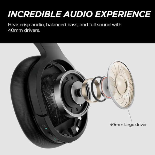 Hybrid Active Noise Cancelling Headphones Wireless over Ear Bluetooth Headphones Wireless Headphones with Deep Bass, Clear Calls, Comfortable Fit, 30H, Bluetooth 5.2 - Image 4