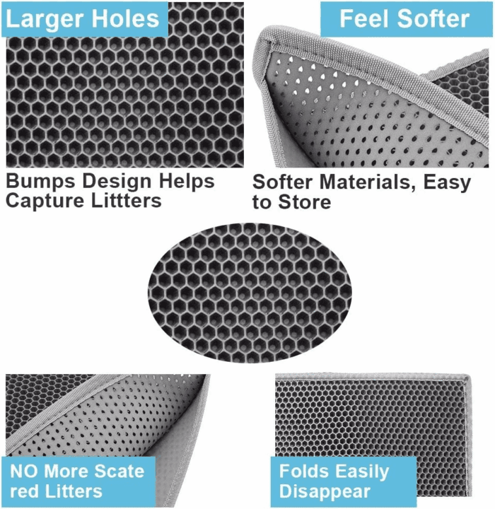 Cat Litter Mat Double Layer Waterproof Urine Proof Trapping Mat 1 Pack (Gray, 24X15 Inch (Pack of 1)) - Image 4
