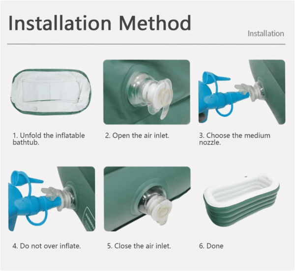 For Adult Spa Inflatable Adult Bath Tub, Foldable Portable Inflatable Soaking Bathtub with Electric Air Pump Blow up Bathtub - Image 8