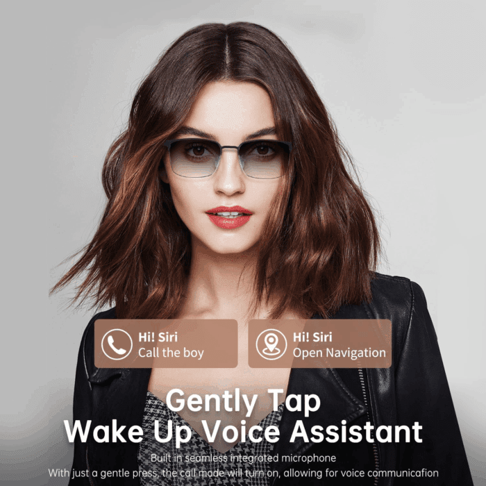 Bluetooth Audio Smart Glasses, Blue Light Glasses for Women Men, Remote Shooting, Open Ear Sound Mic & Speakers, Magnetic Charging, Color-Changing Polarized Sunglasses Lenses, Voice Assistant（Gs06S) - Image 3
