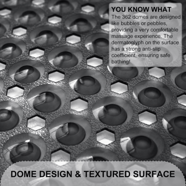 Bath Tub and Shower Mats, Non Slip 40 X 16 Inch Extra Large Bathtub Mat, Machine Washable Bathmat with Drain Holes, Suction Cups for Bathroom Floor, Clear Black - Image 2