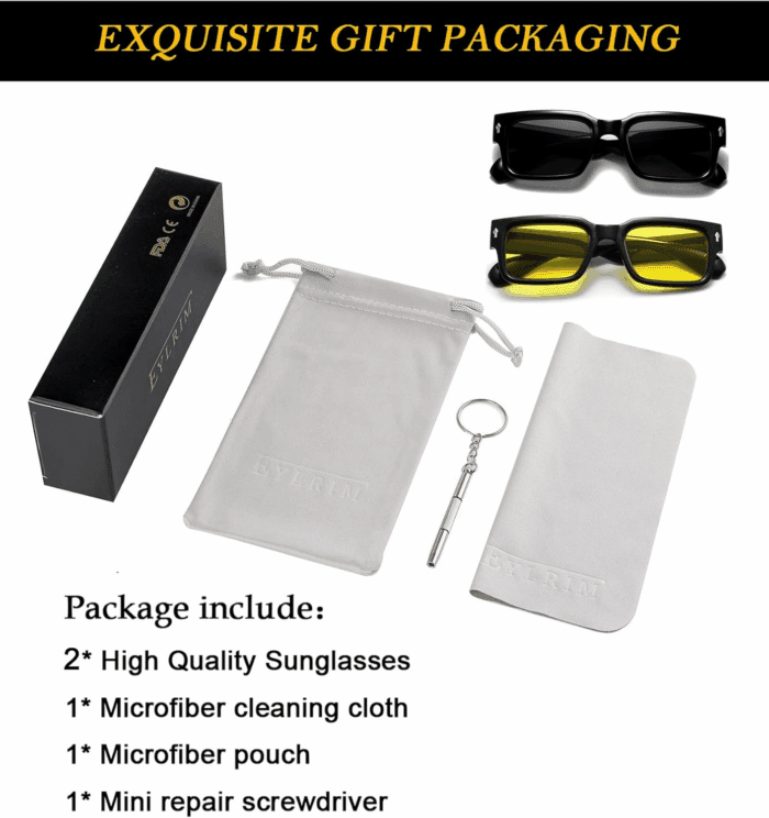 Square Frame Sunglasses for Women Men Trendy Chunky Rectangle Sun Glasses Black Shades UV400 Protection - Image 7