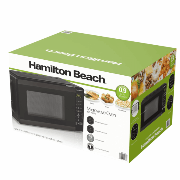 0.9 Cu Ft Countertop Microwave Oven, 900 Watts, Black Stainless Steel, New - Image 12