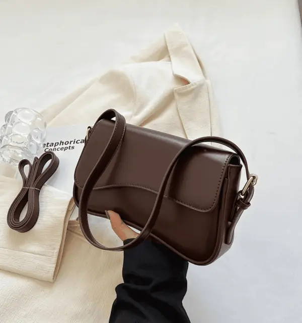 Shoulder Bag for Women Y2K Trendy Purse Vegan Leather Hobo Handbags Clutch Saddle Bag with 2 Removable Strap - Image 2