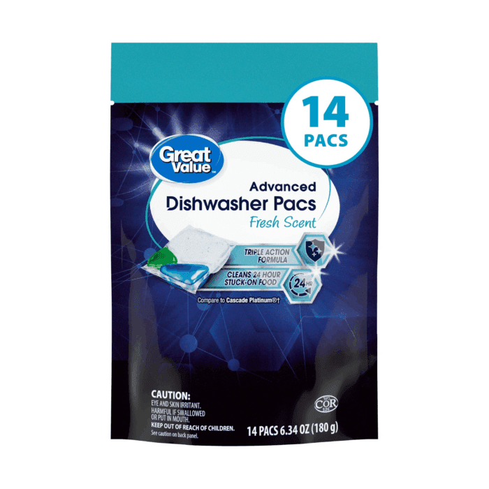 Advanced Automatic Dishwasher Pacs, Fresh Scent, 14 Count