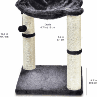 Cat Tower - Indoor Cat & Kittens Hammock Tower with Scratching Posts and Dangling Ball, (19.7"H) - Gray - Image 3