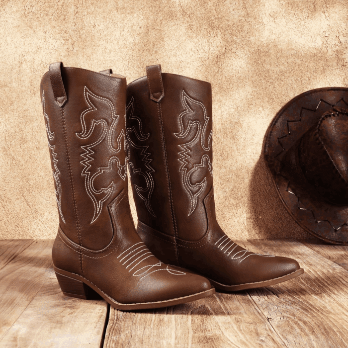 Women'S Cowboy Boots Pull on Cowgirl Boots Mid Calf Western Boots - Image 3