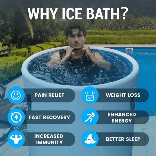 XL Cold Plunge Tub for Athletes, Compatible with Water Chiller, 134-Gallon Inflatable Ice Bathtub with Insulated Lid, Thermometer, Pro Grade Cold Plunge Ice Pod for Outdoor & Indoor Cold Water Therapy - Image 6
