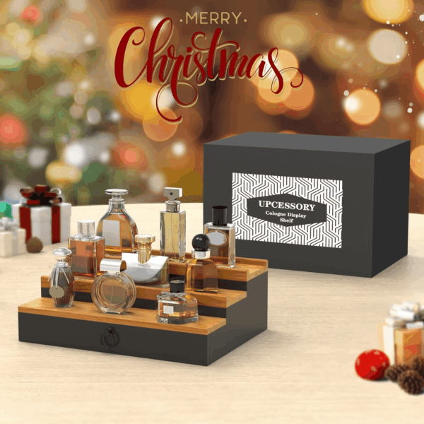 Cologne Organizer for Men, 3 Tier Wood Perfume Organizer with Felt Lining Drawer and Hidden Compartment Perfume Display Holder, a Gift for Men - Image 6