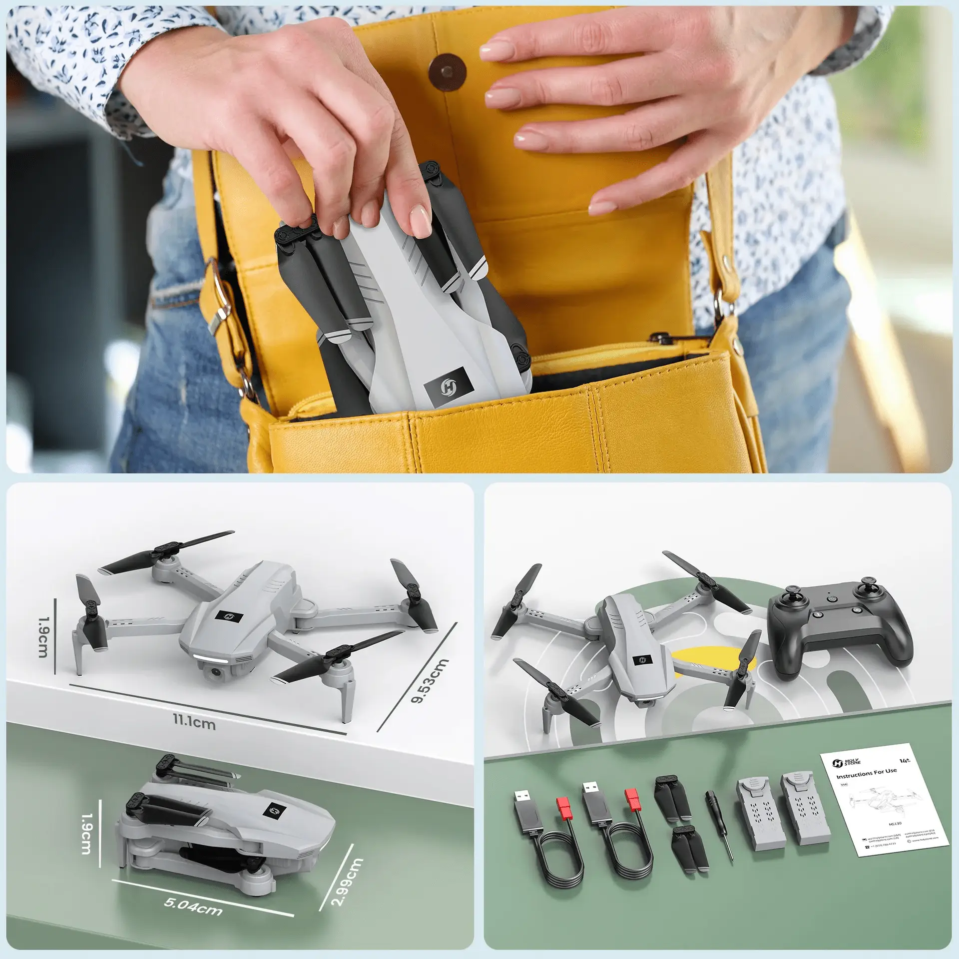 HS130 Drone with 1080P HD Camera for Adults and Kids, Altitude Hold, 2 Batteries, Gray - Image 7