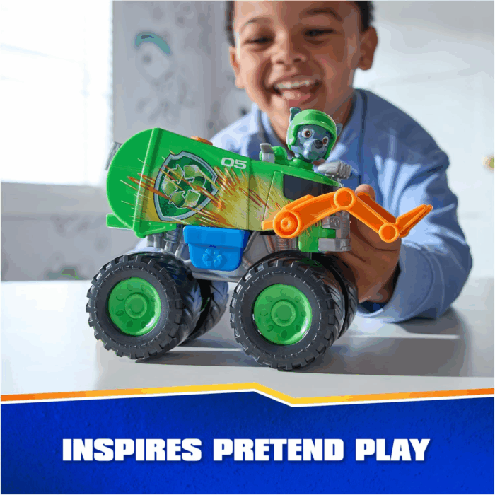 : Rescue Wheels Rocky’S Recycle Truck, Toy Truck with Projectile Launcher and Collectible Action Figure, Kids Toys for Boys & Girls Ages 3+ - Image 8