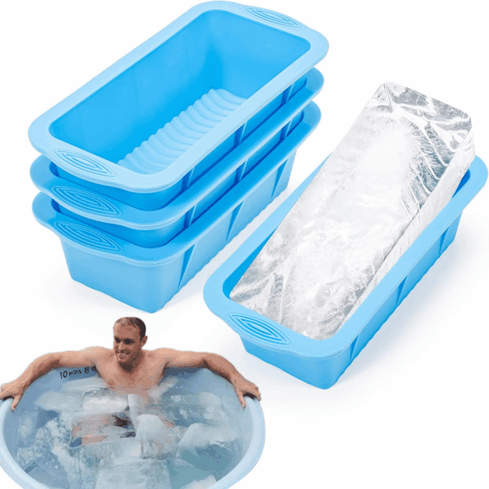 Extra Large Ice Block Mold for Ice Bath, 4 Pack 9.4Lb Big Ice Cube Molds, Silicone Ice Bath Accessories Water Chiller for Cold Plunge or Coolers