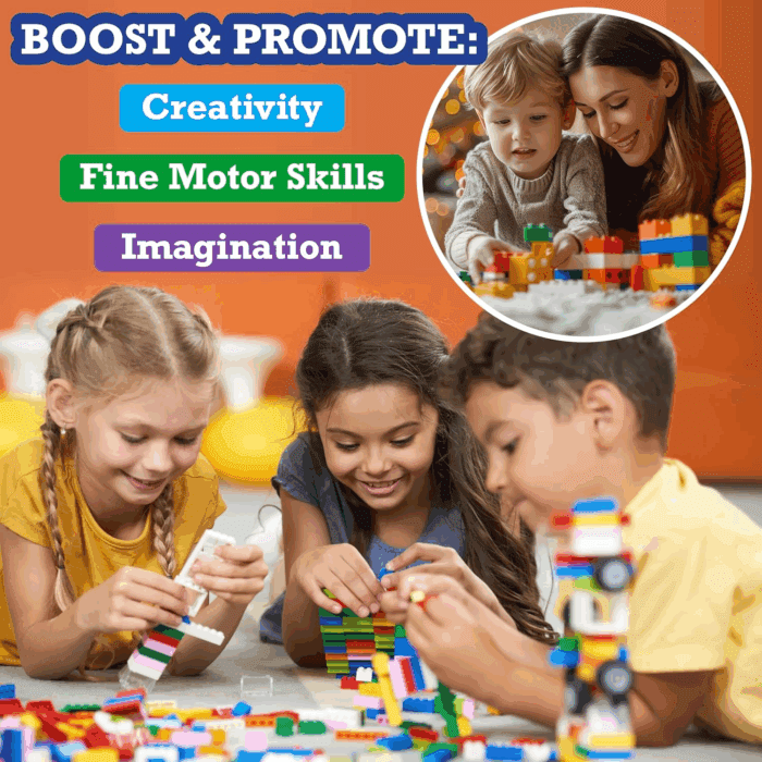 Building Block Bricks - 1000 Pc Bulk Set of Unique Clear Color with 54 Roof Pieces - Great for Activity Tables, Creativity & School Projects - Image 6