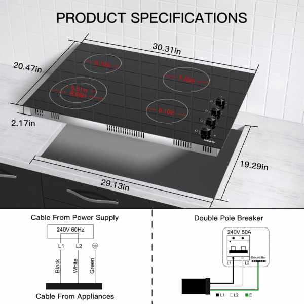 30" Electric Stove in Ceramic with 4 Burners - Image 5