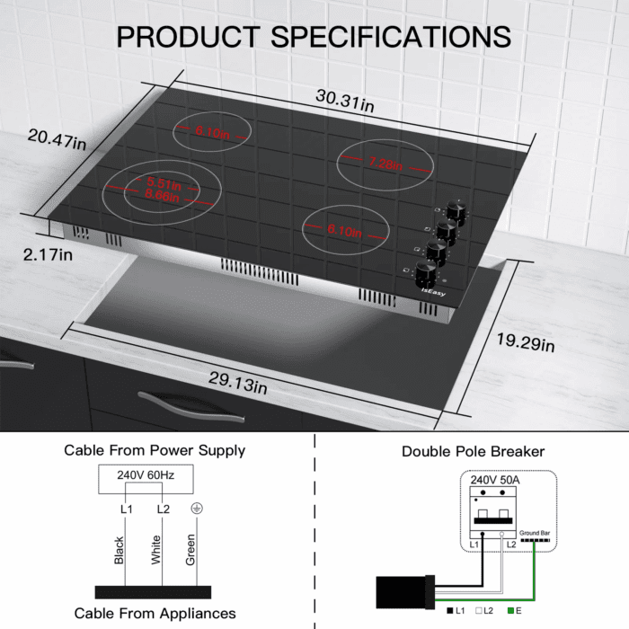 30" Electric Stove in Ceramic with 4 Burners - Image 5