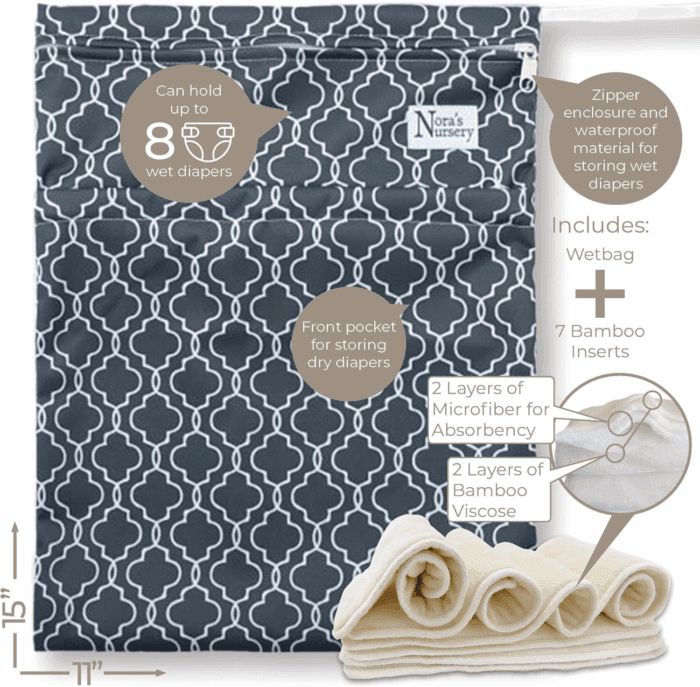 Cloth Diapers 7 Pack with 7 Inserts & 1 Wet Bag - Waterproof Cover, Washable, Reusable & One Size Adjustable Pocket Diapers for Newborns and Toddlers-Pacific Neutrals - Image 6