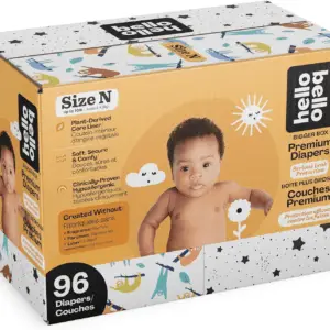 Diapers, Size Newborn (NB, up to 10 Lbs), 96 Count of Premium Disposable Baby Diapers in Umbrella and Koala Kids Designs, Hypoallergenic with Soft, Cloth-Like Feel