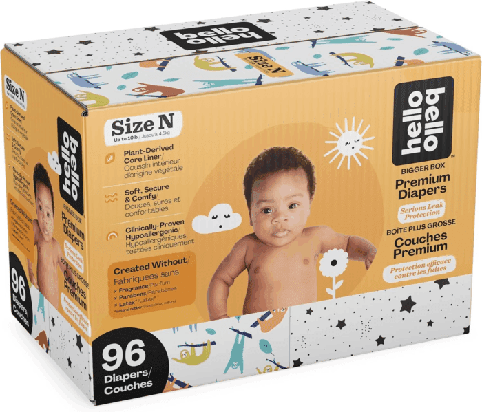Diapers, Size Newborn (NB, up to 10 Lbs), 96 Count of Premium Disposable Baby Diapers in Umbrella and Koala Kids Designs, Hypoallergenic with Soft, Cloth-Like Feel