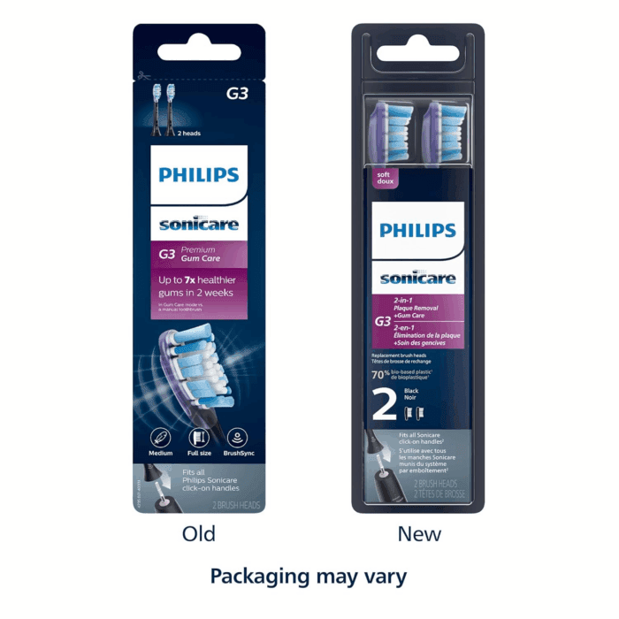 Genuine G3 Premium Gum Care Replacement Toothbrush Heads, 2 Brush Heads, Black, HX9052/95 - Image 9