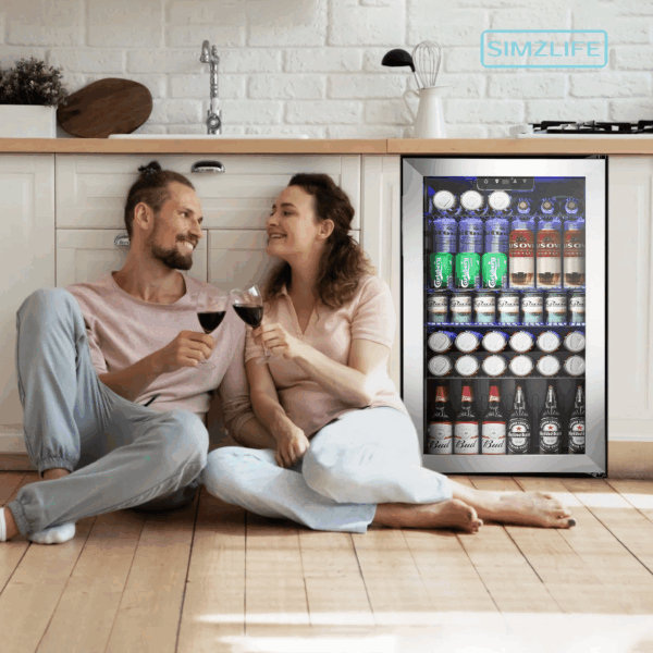 126 Can Beverage Refrigerator and Cooler with Glass Door for Home, 17.5 in D, 31.5 in H, Silver - Image 4
