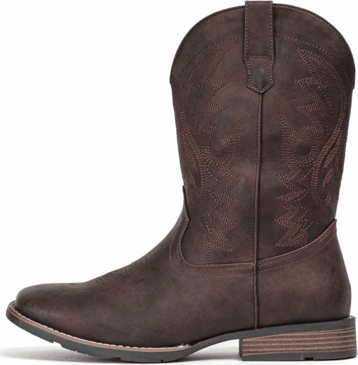 Cowboy Boots for Men with Wide Square Toe Western Retro Boot Durable Classic Fashionable Embroidered Pull on Slip Resistant Boots - Image 2